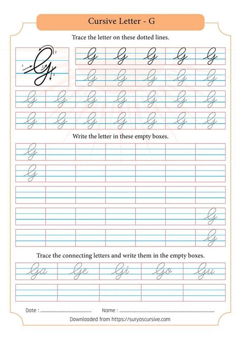 Capital Letter G in Cursive | SuryasCursive.com | Cursive letters ...