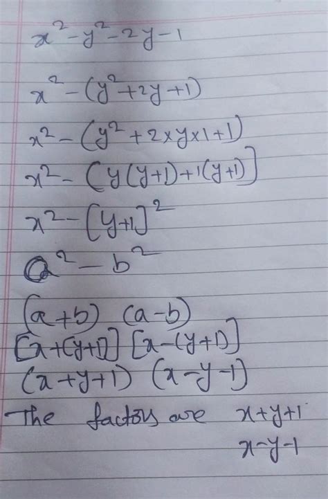 How to solve this question x²-y²-2y-1 it is factoisation - Brainly.in