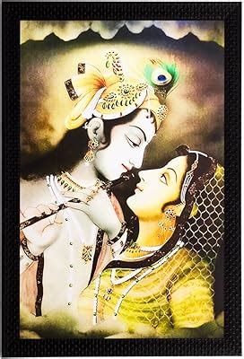 eCraftIndia Radha Krishna Matt Textured Framed UV Art Painting : Amazon ...