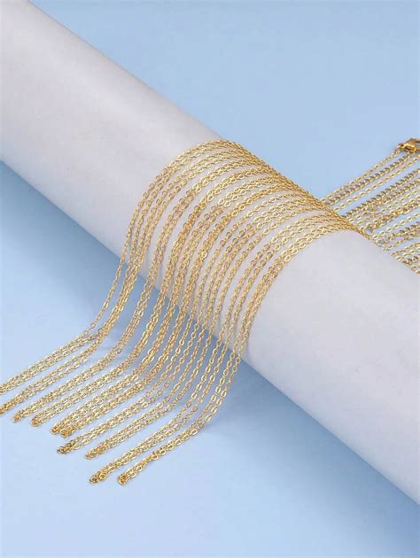 10pcs/set O Shaped Chain, Furnace Electroplated 04 Style Cross Chain ...