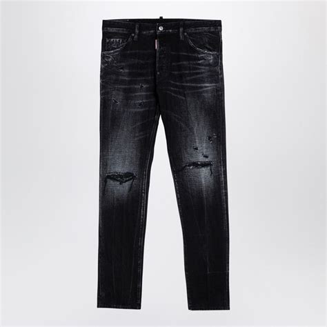 Dsquared2 Black Washed Denim Jeans With Wear Men | Luosophy | San Diego, CA