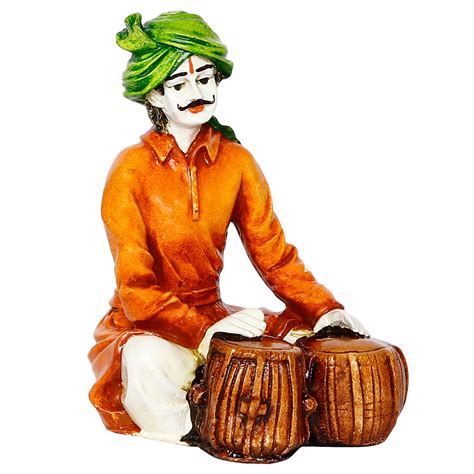 Colorful Rajasthani Man Playing Tabla Handcrafted Decorative Polyresin ...