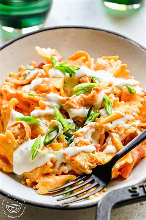 Skillet Buffalo Chicken Pasta Recipe - Little Sunny Kitchen