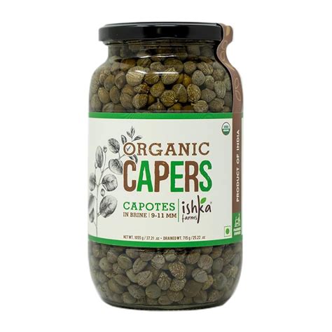 Ishka Farms Organic Capers Capotes in Brine - 1055g, [9-11mm] Perfect ...