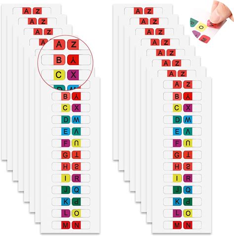 Amazon.com : KALIONE 416 PCS Alphabet Tabs,Multicolor Alphabet Dividers ...