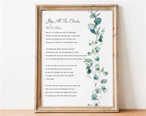 Stop All The Clocks W. H. Auden Funeral Blues Poem Four weddings funer ...