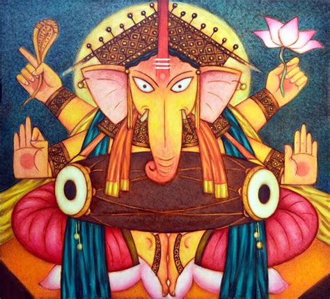 Lord Ganesha Contemporary Ganapati Painting - Posters by Shoba Shetty ...