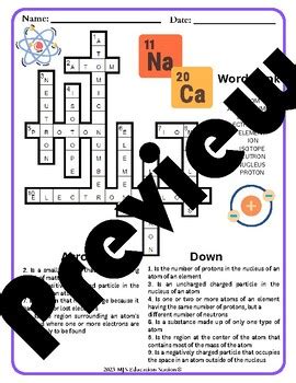 Atoms & Atomic Structure Crossword Puzzle - 2 versions by MJS Education ...