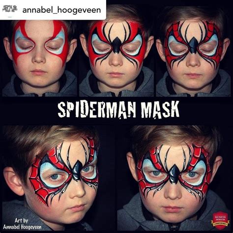 A very cool spiderman face paint design — step by step by annabel ...