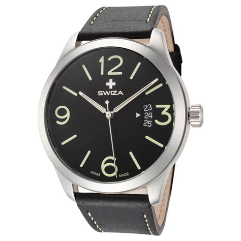 Swiza Magnus WAT.0871.1001 Black Dial, Leather Band - Mill Watches