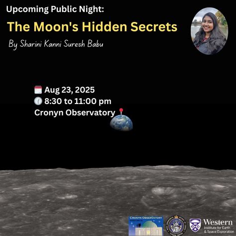 The Moons Hidden Secrets, Cronyn Observatory, London, 23 August 2025 ...