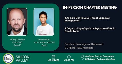 ISC2 Silicon Valley August 2025 Chapter Meeting, Heritage Bank of ...