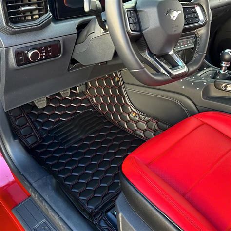 Kustom Interior Mustang Honeycomb Leather Front and Rear Floor Mat ...