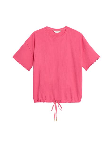 Buy Cotton Rich Ribbed Drawstring Lounge Top at Marks & Spencer