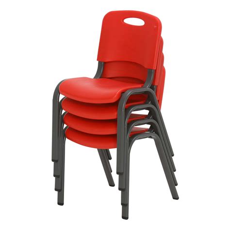 Lifetime Childrens Stacking Chairs 80532 4-Pack Fire Red Item 232227