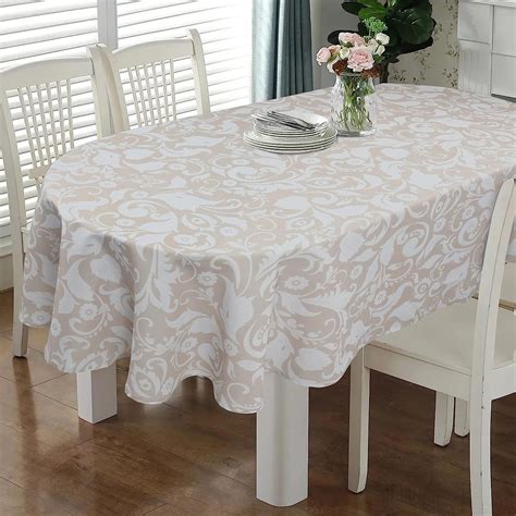 Oval Tablecloth 60 x 84 Inch Beige, Vintage Floral Tablecloth for Oval ...