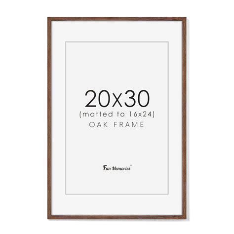 20x30 Picture Frame with Mat for 16x24, 20"x30" Solid Oak Wood Poster ...