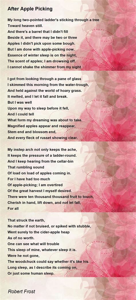 After Apple Picking Poem by Robert Frost - Poem Hunter