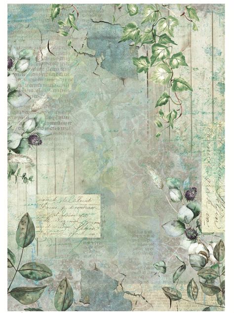 Green Vintage Decoupage Decoupage Art Large Size Rice Paper for ...