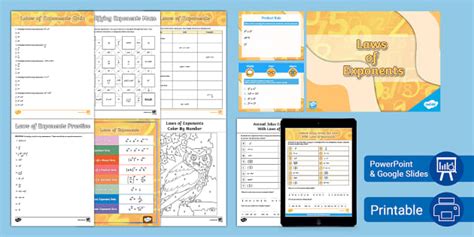 Sixth Grade Laws of Exponents Lesson Pack (teacher made)