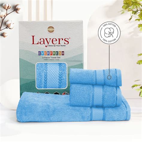 Buy LAYERS Everfresh Set of 3 Cotton Towels from Layers at just INR 1299.0