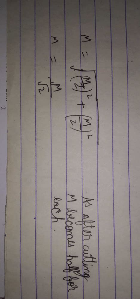 A magnet of magnetic moment M is cut into two equal parts. The two ...
