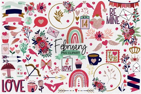 February clipart Valentines Clipart | Illustrations ~ Creative Market