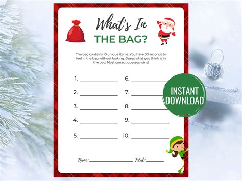 What's in the Bag Christmas Game Printable Christmas Game Christmas ...