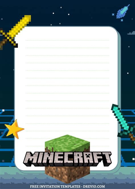 Minecraft Birthday Invitation Templates