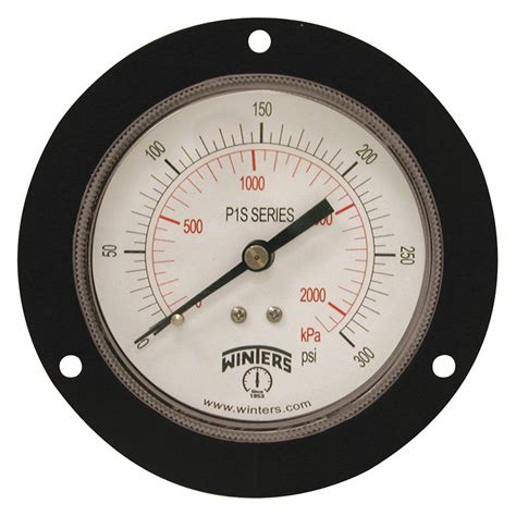 WINTERS, 0 psi to 300 psi, 3 1/2 in Dial, Panel-Mount Pressure Gauge ...