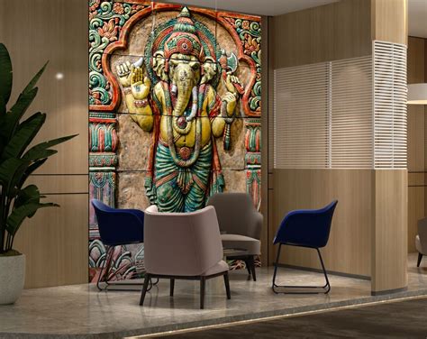 3d colourful lord ganesh wallpaper | Devotional wallpaper for walls ...