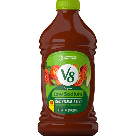 Buy V8 Low Sodium Original 100% Vegetable Juice, 64 FL OZ Bottle Online ...