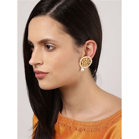 Buy Fida Gold-Toned & White Circular Studs Online