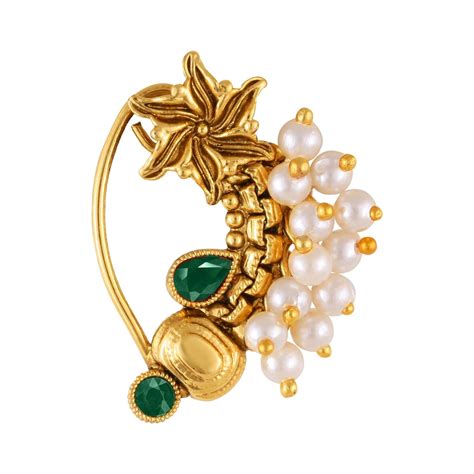 Buy Vighnaharta Gold Plated with Pearl Alloy and Artificial stone Non ...