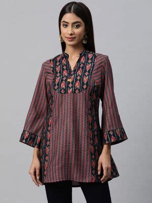 Buy Nayam by lakshita Navy Blue Printed Longline Tunic Online