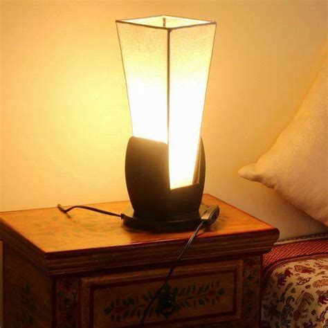 Off White Square Pyramid Table Lamp