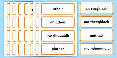 Scottish Gaelic Family Word Cards (teacher made) - Twinkl