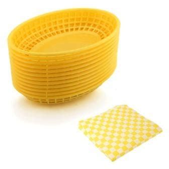3nh 12pcs ABS Oval Food Serving Basket and 24pcs Sandwich Wrapping ...
