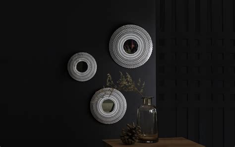 Linx White Round Wall Decor Set Of 3 | Decorative Wall Mirrors