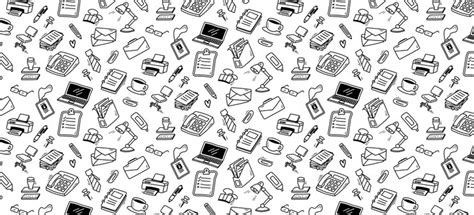 Office doodle seamless pattern background hand drawing | Premium Vector