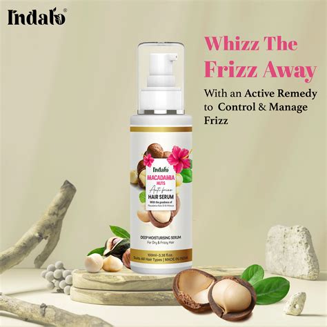 Indalo Macadamia Nut Oil Anti-Frizz Hair Serum for Dry Frizzy Hair