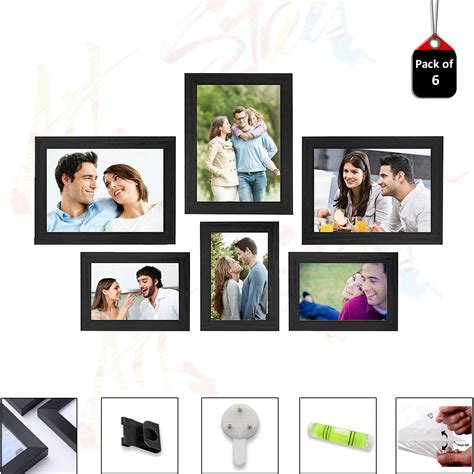 Art Street Set of 6 Individual Black Wall Photo Frames Wall Decor Free ...