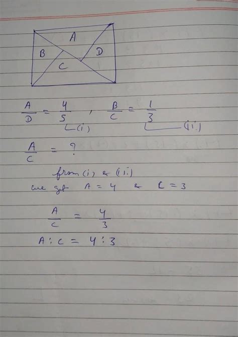 The ratio of the area of A to the area of D is 4 : 5 and the ratio of ...