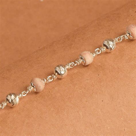 Tulsi Beads Bracelet with Silver CNC Beads – Prinjal Jewels
