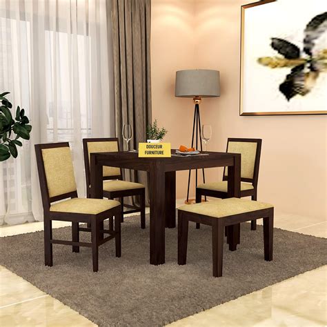 Douceur Furnitures Solid Wood Four Seater Dining Room for Dining Room ...
