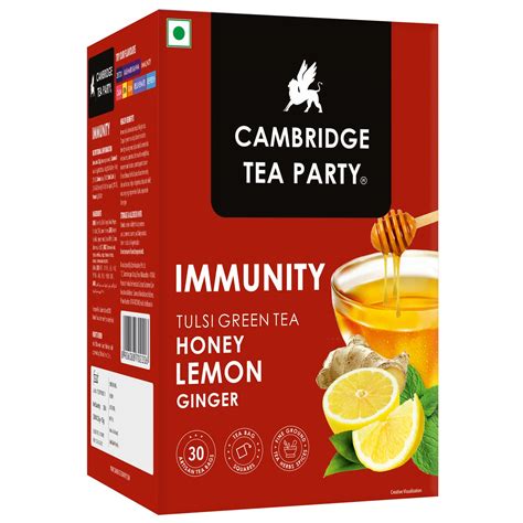 Cambridge Tea Party Immunity 30 Tea Bags, Honey Lemon Ginger Tulsi Gre ...