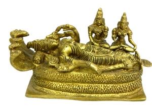 B H A R A T H A A T Brass Sleeping Lord Vishnu Lord Shri Nararayan Idol ...