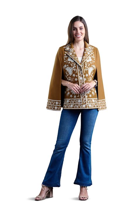 Shop Luxurious Cashmere Tweed Embroidered Blazer Cape – Taroob.in