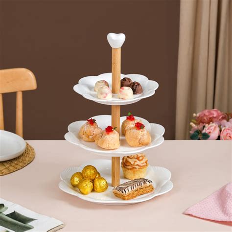 White Serenity Ceramic 3 Tier Cake Stand Online - Premium Cake Stand ...