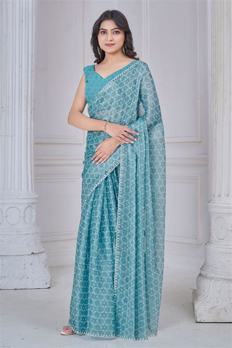 Shop for Grey Stone Work Organza Saree Online | Saree Buta | SAR10751